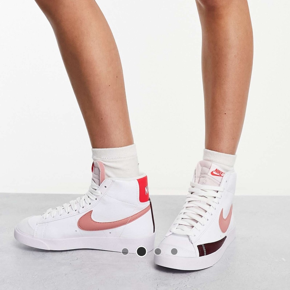 Nike Women's White and Pink High-Top Sneakers - Picture 4 of 10